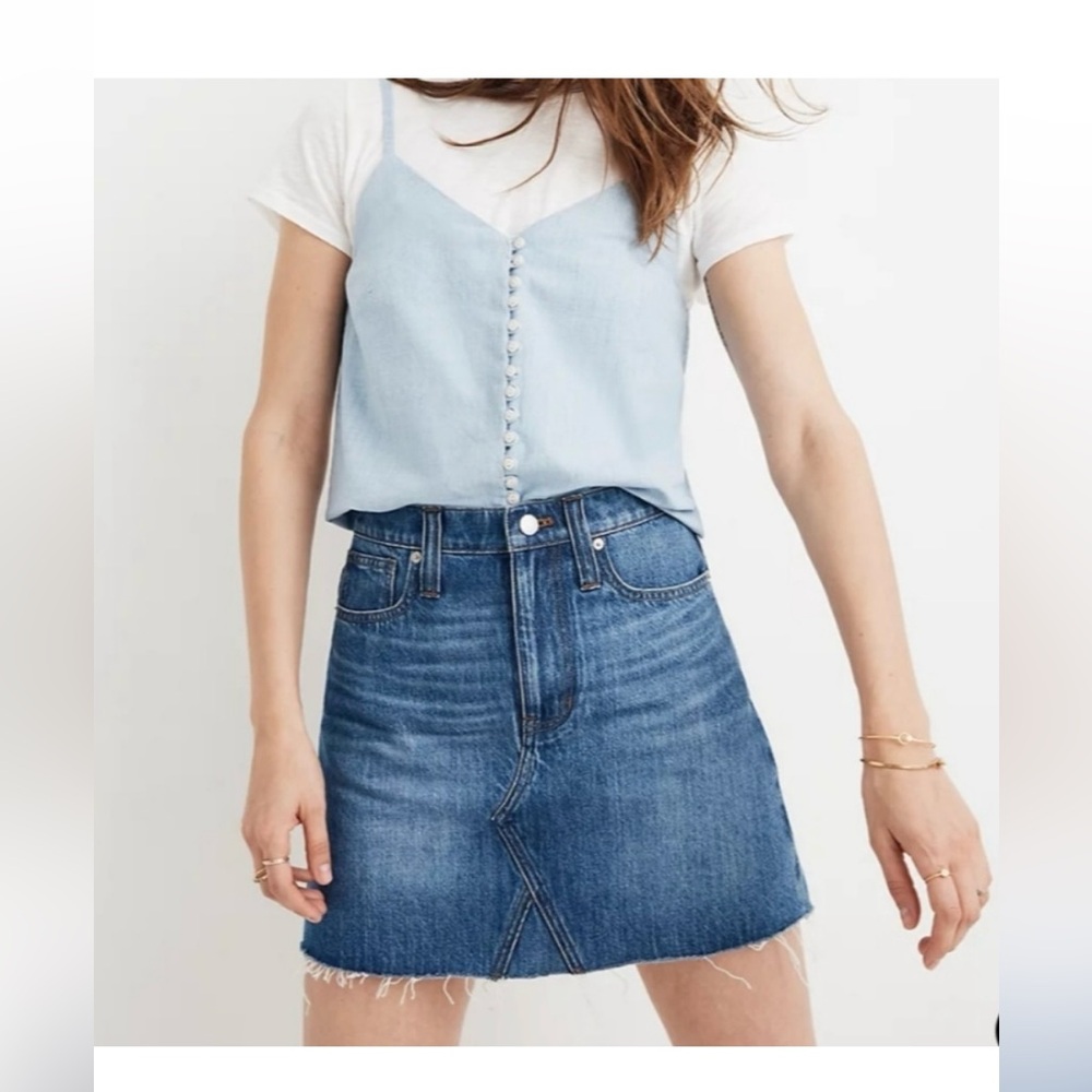 Madewell Rigid Denim Blue A-Line Mini Skirt